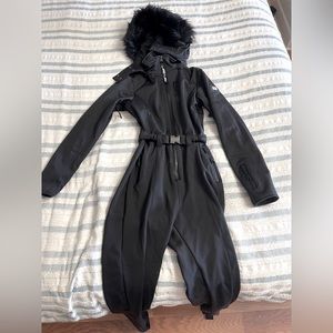 ASOS 4505 ski belted ski suit with slim kick leg and faux fur hood Size 6